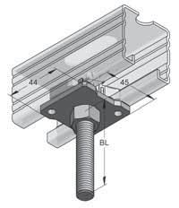 Binari e accessori 45 Piastra filettata GP Stex 45 02 F x Dati tecnici: Tipo binario: Profi lo-c 45 mm dentellato Materiale: Acciaio Modo di fi ssaggio: connessione antiscorrimento sul lato aperto e