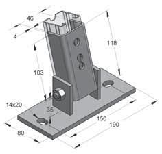 Piastre di base snodate Binari e accessori 45 F Z F Z 02 Supporto snodato con piastra di base orizzontale Supporto snodato con piastra di base verticale Dati tecnici: Tipo binario: Profi lo-c 45