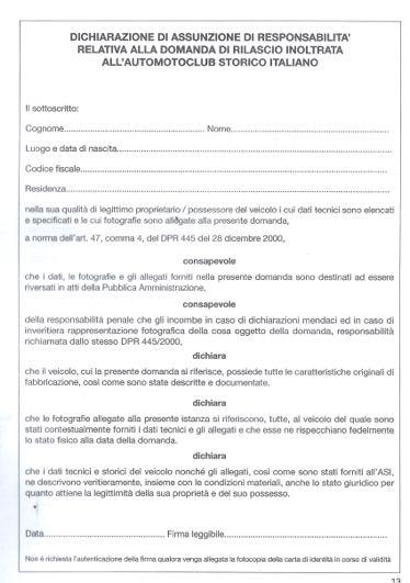 PAGINA 11-12-13 DICHIARAZIONI DICHIARAZIONE SOSTITUTIVA DELL ATTO DI NOTORIETA E DICHIARAZIONE DI CORRETTA CONSERVAZIONE DA COMPILARE PER