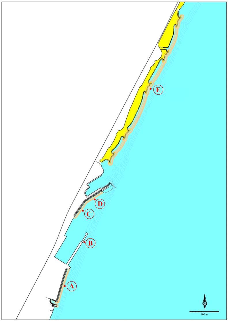 Figura 2 Posizione dei punti locali di valutazione del moto ondoso 5.