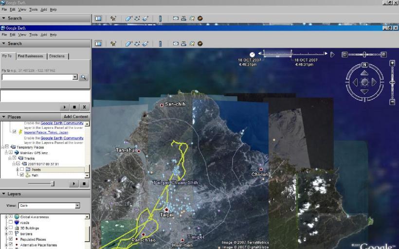 Visualizzazione dei dati su Google Earth Cerca (search) Inserire il nome di una via o di una località da visualizzare sulla mappa Luoghi (places)