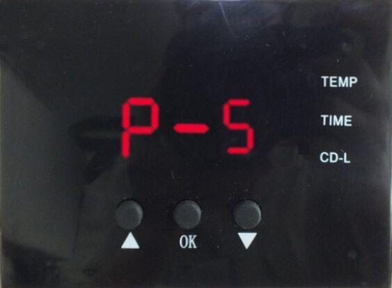 Ad esempio, quando la temperatura del piano di calore effettivo è di 80 C ma il display mostra 00 C, premere il pulsante per 5 secondi per entrare nel P5 modalità.