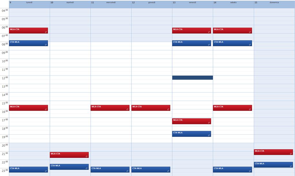 Weekly flight schedule (9 15 June