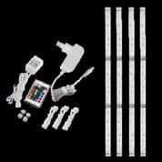 ACCESSORI E VARIE KIT 4 STRISCE LED RGB Kit 4 strisce LED RGB con telecomando - 4 strisce LED RGB da 4,3 watt cadauna - Dimensioni singola striscia: 300x10x3 mm - 9 LED per striscia - Regolazione