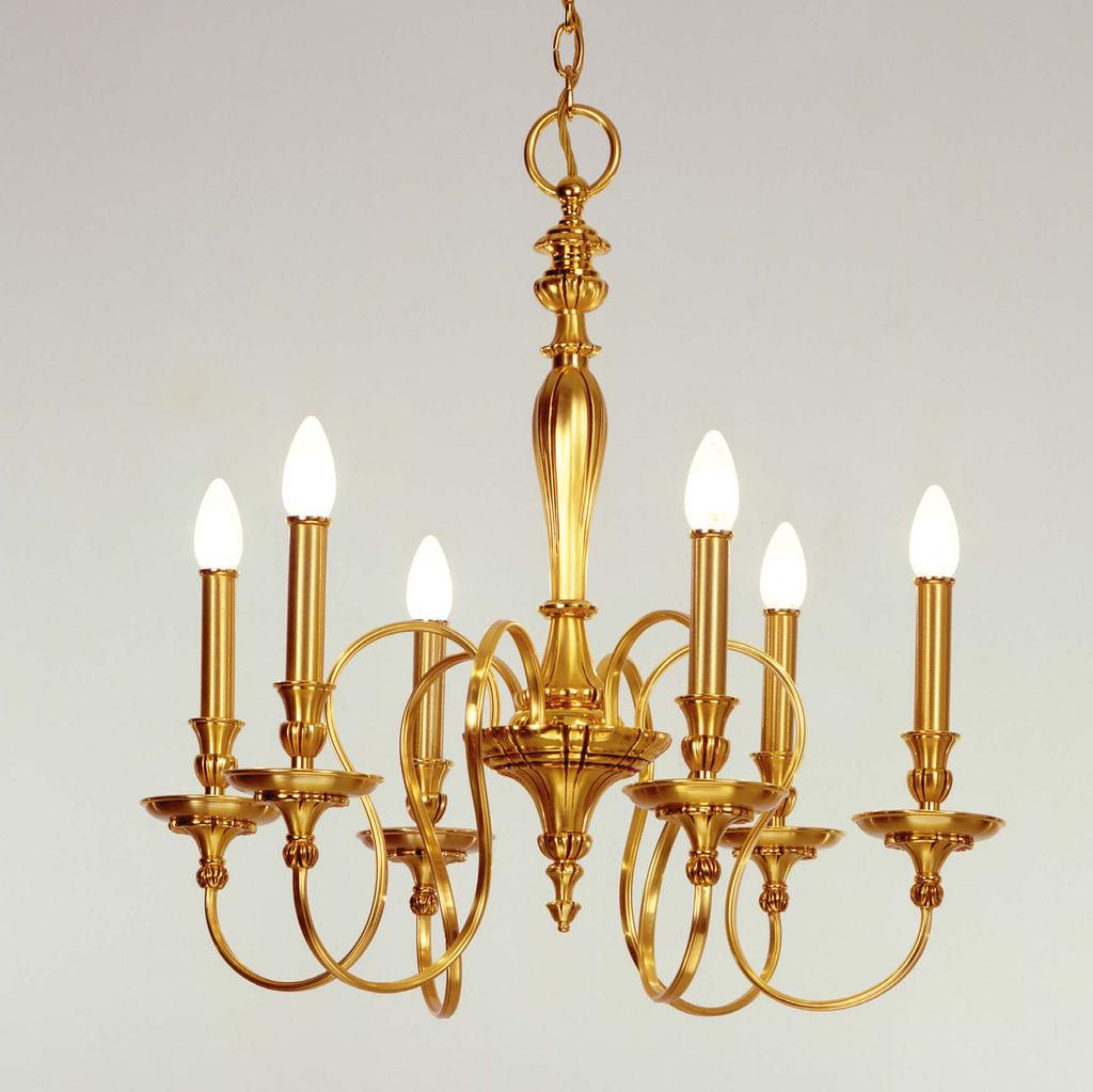 Six-bulb chandelier, XVIII Century English style, made