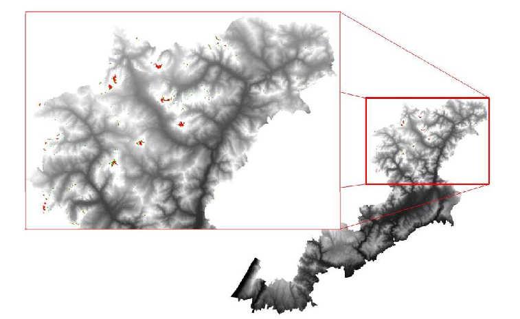 Mappa del permafrost potenziale (modello ALPINE 3D) dal 10.