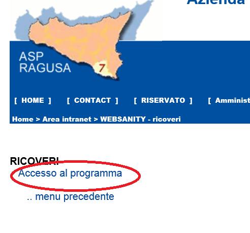 Selezionando la voce Accesso al programma viene proposta la videata di accreditamento