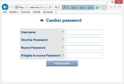 Da questa videata è possibile richiedere la password nel caso in cui si sia dimenticata