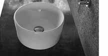 35 H 16 P 35 Bianco 415 Nero 435 Bacinella rotonda realizzata in ceramica; Profondità utile vasca 14 cm; Da utilizzare con rubinetteria a muro o sul