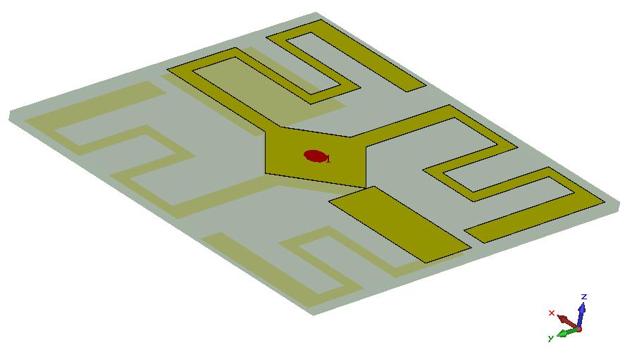 Il dipolo a λ/2 è una struttura radiante polarizzata linearmente, costituita da due rami a λ/4 stampati su i lati opposti del substrato, due patch metallici al centro, stampati anch essi su entrambi