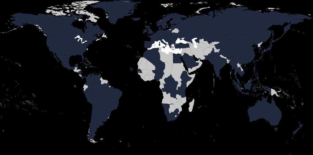 Albania, Algeria, Argentina, Australia, Austria, Azerbaijan, Bahrain, Belgium, Bolivia, Bosnia-Herzegovina, Brazil, Bulgaria, Canada, Central African Republic, Chile, China, Colombia, Congo, Costa