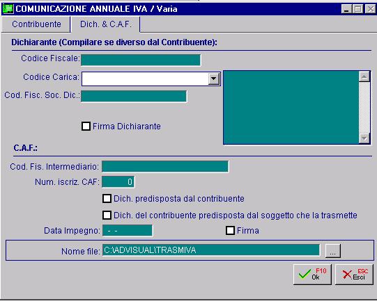 AD HOC WINDOWS COMUNICAZIONE ANNUALE DATI IVA 2011 La terza videata fa riferimento ai dati degli eventuali Intermediari che effettuano l inoltro della Comunicazione per conto del Contribuente. Fig. 1.