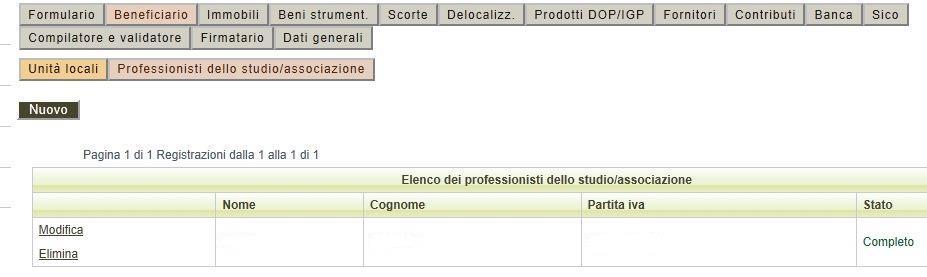 3.3. SEZIONE BENEFICIARIO Per accedere alla sezione Beneficiario cliccare sul pulsante Beneficiario (Menù sezioni).