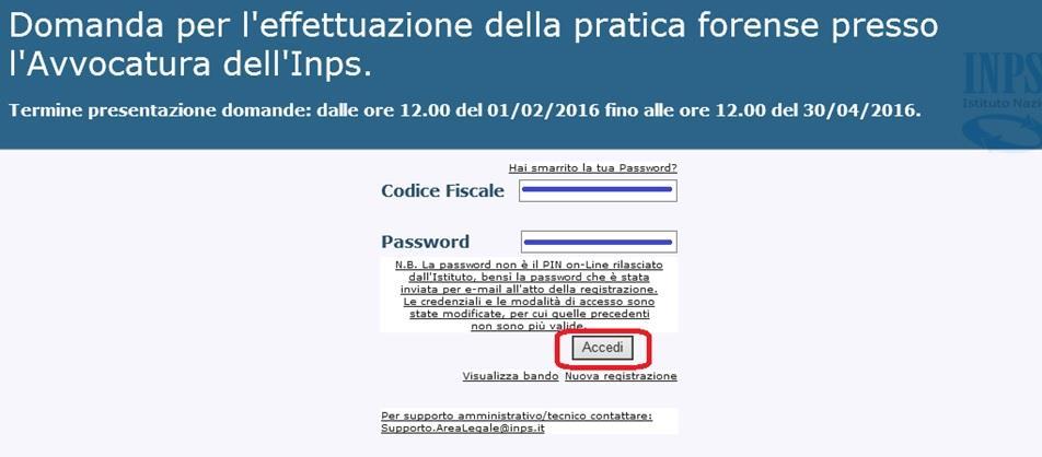 Compilazione domanda Accesso alla procedura Dopo aver ricevuto la password tramite email l utente potrà