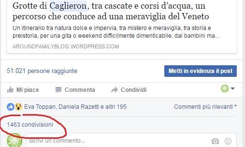 Social stories di successo 1463 condivisioni su facebook (senza servizi a pagamento) Grotte del