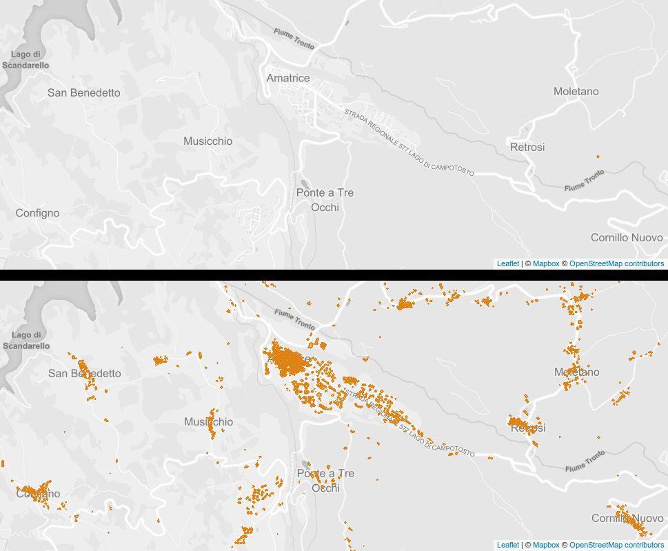 TERREMOTO NEL CENTRO ITALIA - MAPPATURA CON OSM 160 mappatori digitali da tutto il mondo 01/01/2016 Amatrice: 7 edifici Collaborazione alla mappatura dei luoghi