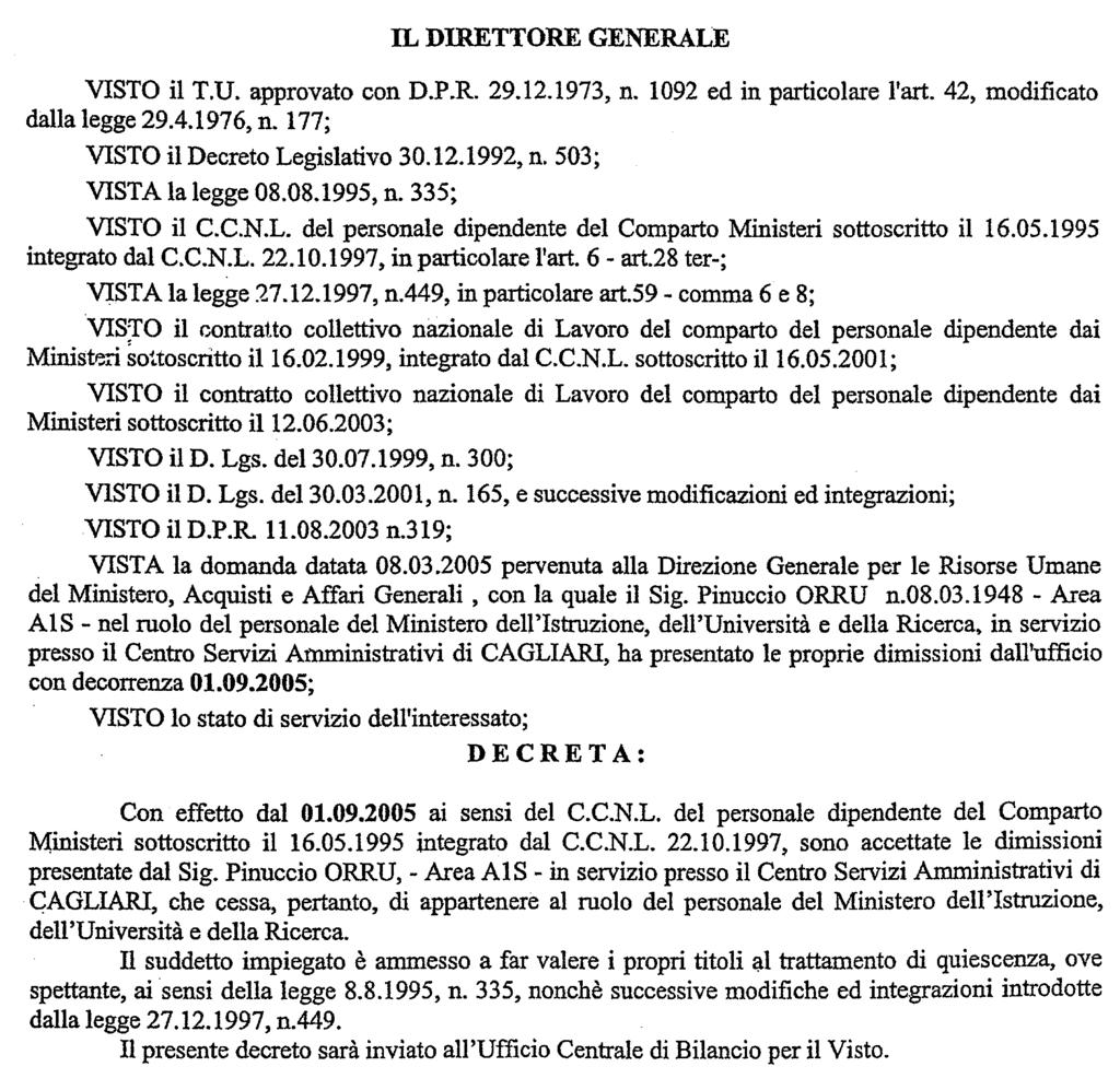 (D.D. 20 giugno 2005 - Visto e registrato all'ufficio centrale del