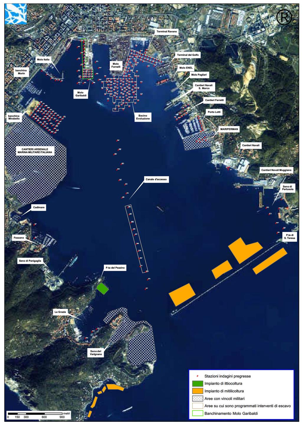 INTERVENTI DI RIQUALIFICAZIONE E SVILUPPO DEL PORTO DELLA SPEZIA Le previsioni, dunque, restano quelle del riutilizzo del materiale in vasche di colmata opportunamente autorizzate al contenimento di