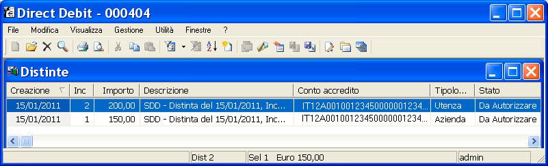 Capitolo Sepa Direct Debit 18 Archivio Distinte generate ))0 5$& & & Modificare una distinta di presentazione di Sepa Direct Debit )) )) «Se avete scelto nella voce Opzioni del Menu Visualizza l