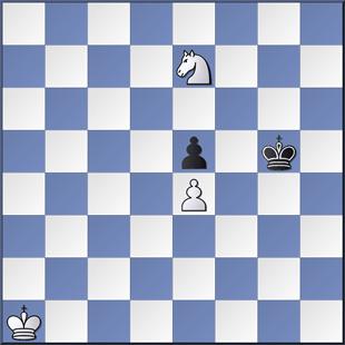 vanno bene sia 1.c4 sia 1.Cb1 che difendono il pedone da dietro, ma non 1.Cb5?? Rc4=. Interessante il caso in cui la parte debole possieda un pedone.