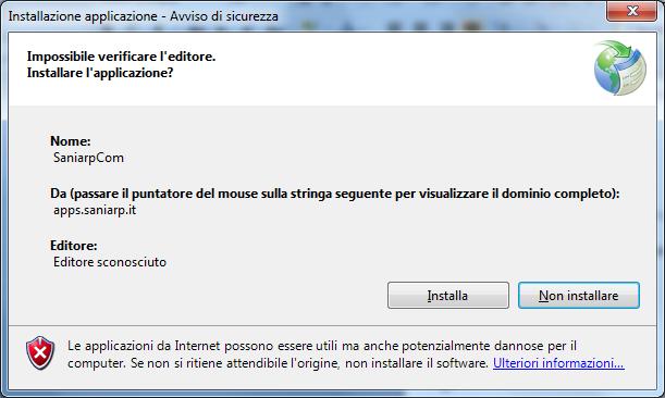 Completata la verifica dei requisiti il sistema chiederà conferma della volontà di installare sul computer il componente software. Cliccare su Installa.