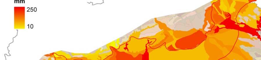 capacità di trattenuta idrica del terreno: AWC (mm) Available Water Capacity -