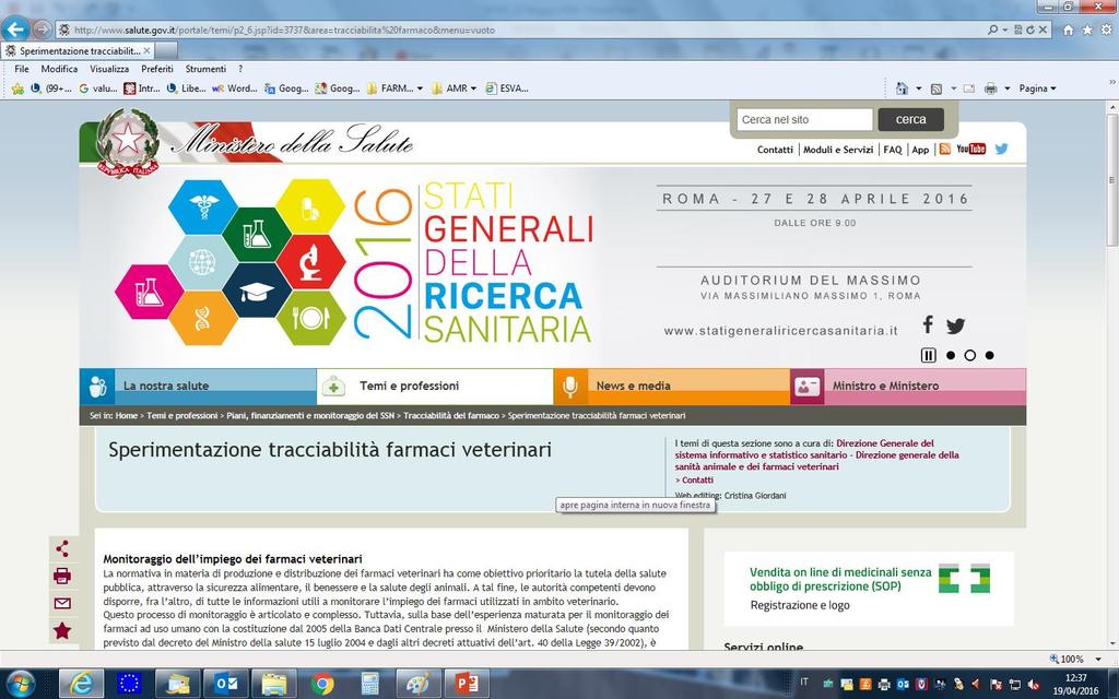 Tracciabilità del farmaco veterinario - TRACCIAVET Area tematica sul portale del Ministero della Salute http://www.salute.gov.it/portale/temi/p2_6.jsp?