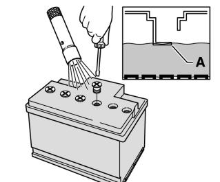 IMPORTANTE Utilizzare solo acqua distillata o deionizzata (acqua per batterie). NOTA Le batterie esauste devono essere smaltite nel rispetto dell ambiente in quanto contengono piombo.