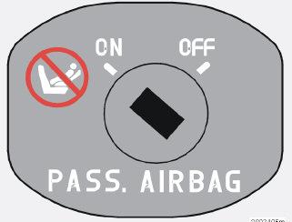 01 Sicurezza 01 Attivazione/disattivazione dell airbag (SRS) Posizione del commutatore Commutatore SRS in posizione ON. ON = Airbag (SRS) attivato.
