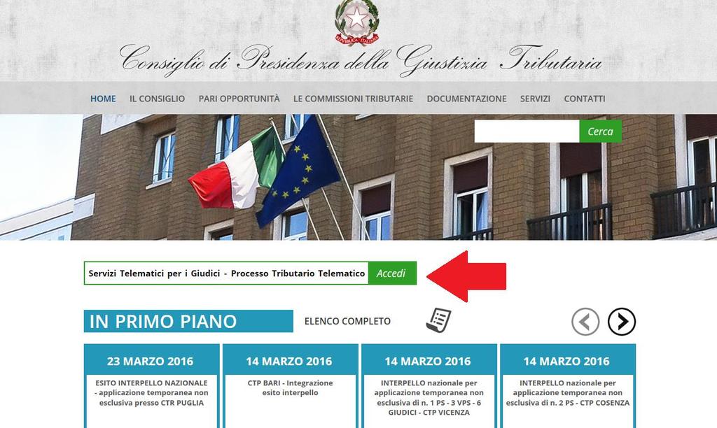 1. Da dove accedere : la home page del Consiglio di Presidenza