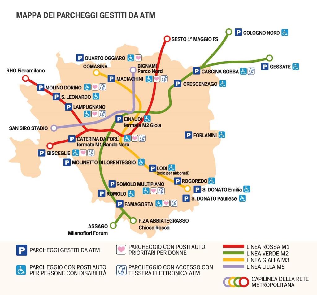 Integrazione tra rete metro e parcheggi di interscambio PARCHEGGI Ricariche abbonamenti tessere Itinero 65.