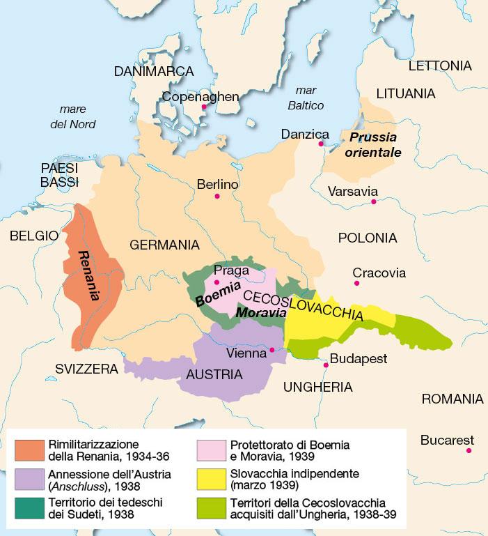 LA POLITICA ESTERA E LO SPAZIO VITALE Negli anni trenta, la Germania avviò una politica di espansione ai danni di paesi confinanti come la Cecoslovacchia, l Austria e la Polonia.