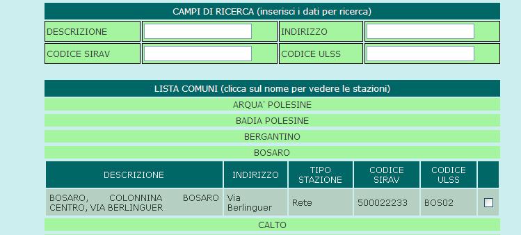 Una volta selezionate le stazioni di