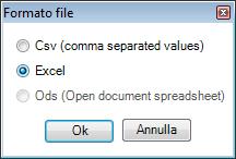 cliccare su, la procedura aprirà Excel riportando il prospetto, per la stampa utilizzare le normali funzionalità di Excel.