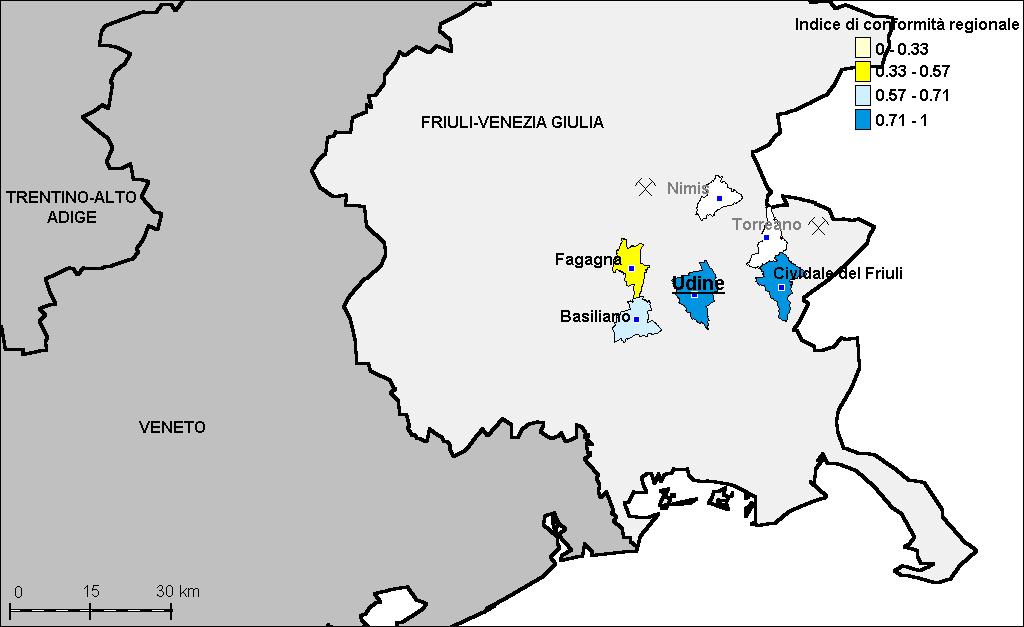 Città di riferimento Irregolare Sbozzata Regolare Udine A1 sr A1 cr A2 sr A2 cr