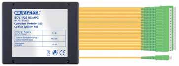 Distribuzione ottica Partitori segnale ottico, SC / APC Adatto per segnale ottico con lunghezza d onda 1271... 1550 nm Compreso connettori SC / APC e cavi di allacciamento (lunghezza 100 mm) C Art.