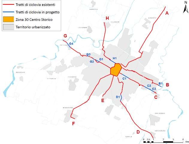 PARTE II PIANO DEGLI INTERVENTI medio-lungo periodo Completamento delle ciclovie Ciclovia Lunghezza complessiva dei tratti esistenti [km] Lunghezza dei tratti necessari al completamento [km] Anello