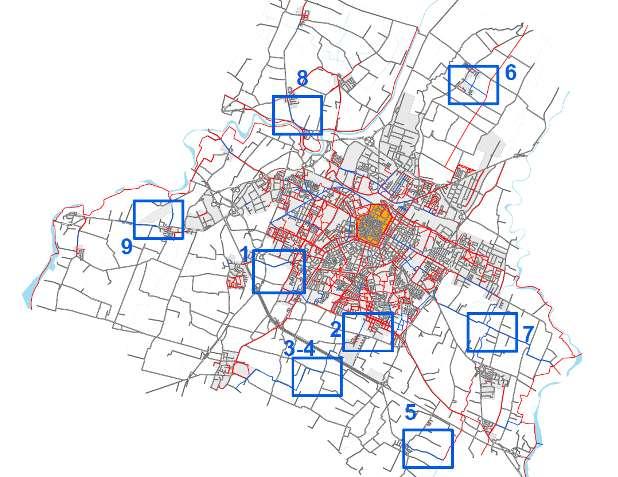 PARTE II PIANO DEGLI INTERVENTI medio-lungo periodo Connessioni con le frazioni 1. Collegamento tra via D'Avia Sud e Strada Formigina 2.