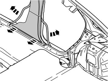 J8504733 20 Estrarre le modanature di gomma sul bordo posteriore della portiera anteriore destra e il bordo anteriore della portiera posteriore destra.