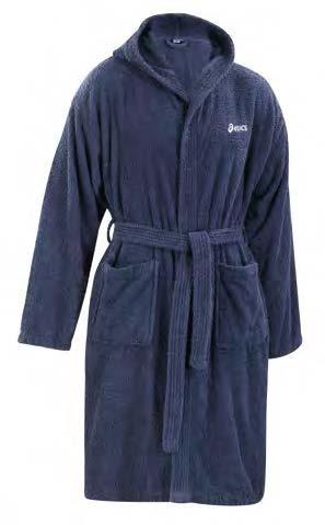 bathrobe with hood, two front pocket and belt.