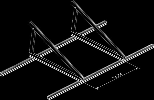 Per una posa in modo orizzontale 1) Posizonate profilati e triangoli Fissate il pannello sulla parte più lunga.