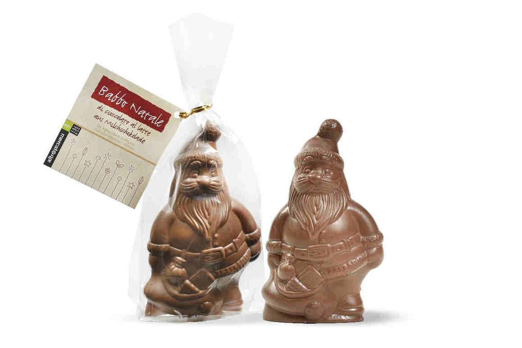 Babbo Natale - Bio di cioccolato al latte Codice: 66 Peso: 140 g Prezzo consigliato al pubblico (IVA 10% inclusa) Minimo: 3,75 Massimo: 4,50 Confezione: 12 pz Settore: S4 % ingredienti del commercio