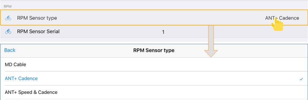 Nel campo RPM Sensor Serial inserire, se lo si conosce, il numero seriale del sensore RPM o altrimenti