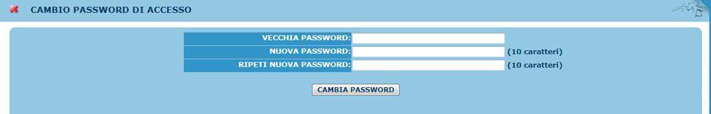 b) E' possibile inoltre cambiare la propria password, selezionando, il punto 2: Cambio Password Per
