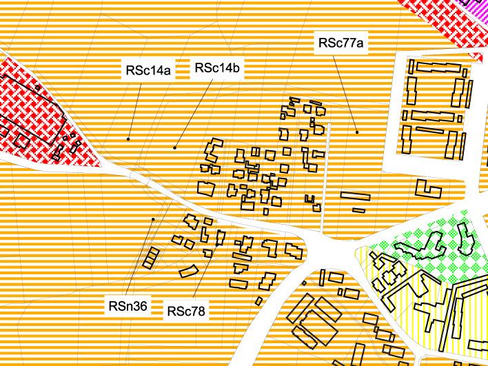 RSc14a, RSc14b e RSc77a e le modifiche apportate alle aree RSn36, RSc78 e all area