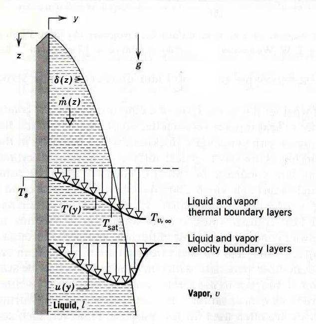 2. Condensazione superficiale a film su lastra piana verticale Il caso studiato è quello di una lastra piana verticale mantenuta ad una temperatura T P inferiore alla temperatura di saturazione T SAT