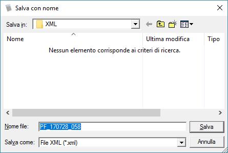 AdmiCash salva il file in una cartella separata denominata "XML" all'interno della