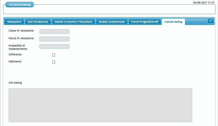 Figura 16 Nella scheda Risultato la procedura riporta Classe di valutazione, Fascia di valutazione e probabilità di inadempimento.