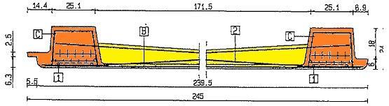 La lastra La lastra del solaio è caratterizzata da due nervature longitudinali (in arancione nel grafico sottostante) punti nei quali