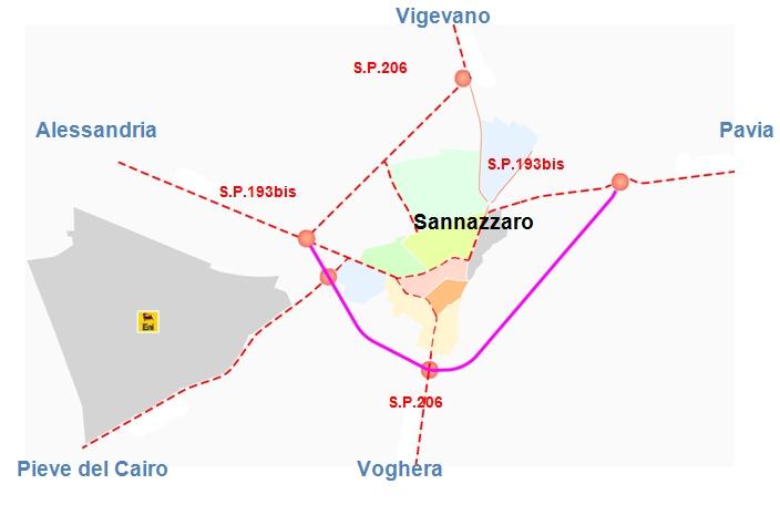 Sannazzaro si trova poco lontano dall autostrada A7 Milano-Genova, e per il reale collegamento si deve tenere conto dei due caselli più vicini ossia Gropello Cairoli o Casei Gerola.